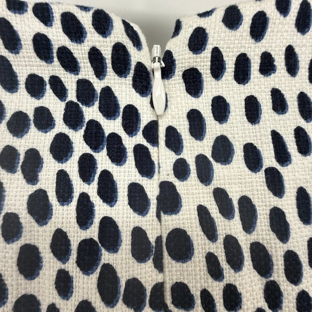 J Crew Textured Size 4 Weave Ink Ivory‎ Spot Dress Preppy Neutral Career Capsule